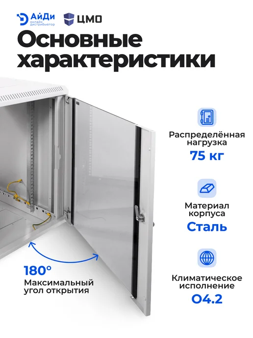 ЦМО Шкаф телеком настенный 12U глубина 470 мм, серый, фото 3