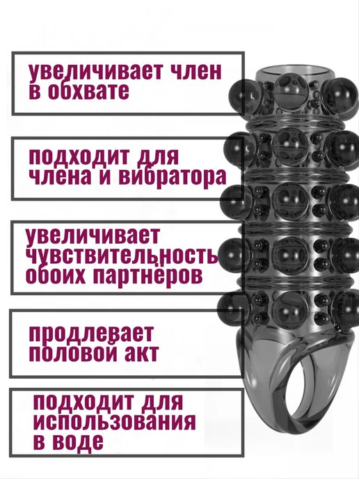 El-Ero Насадка на член силиконовая рельефная, черный, фото 2