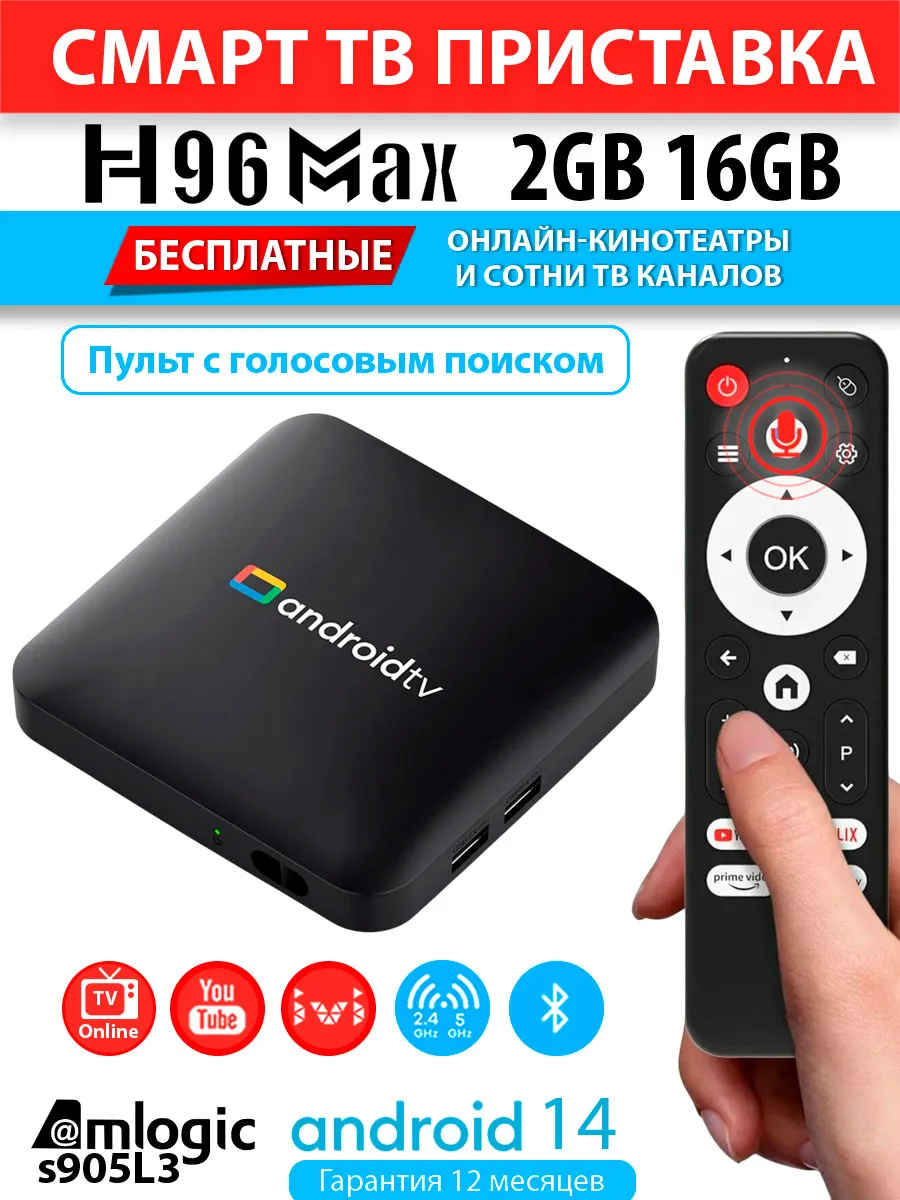 Смарт ТВ приставка Android TV 14 2/16 Amlogic S905L3