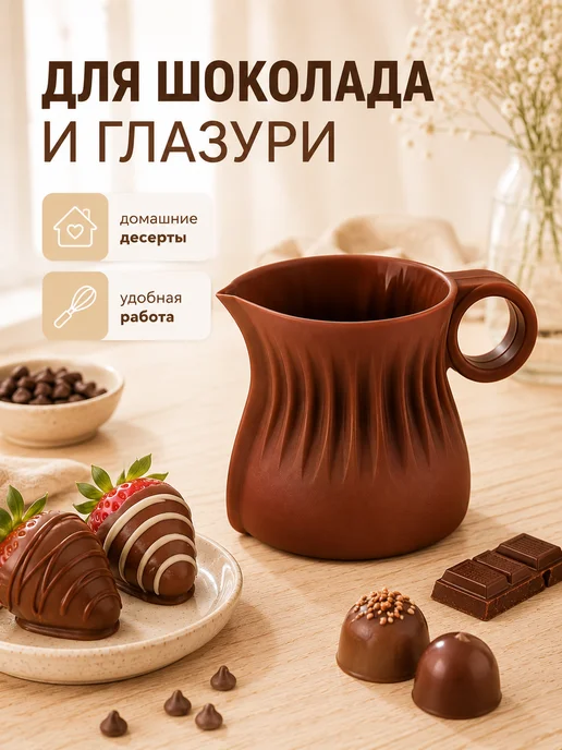 Доляна Кувшин для плавления и заливки шоколада, коричневый, фото 5