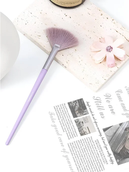 FARRES cosmetics Кисть для пудры, румян и хайлайтера веерная FARRES MZ-222, фиолетовый, фото 6