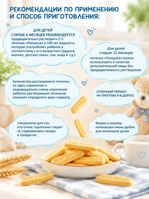 adelia.soap Печенье детское растворимое Без сахара Лапушка 3уп. по 120г, вариант, фото 8