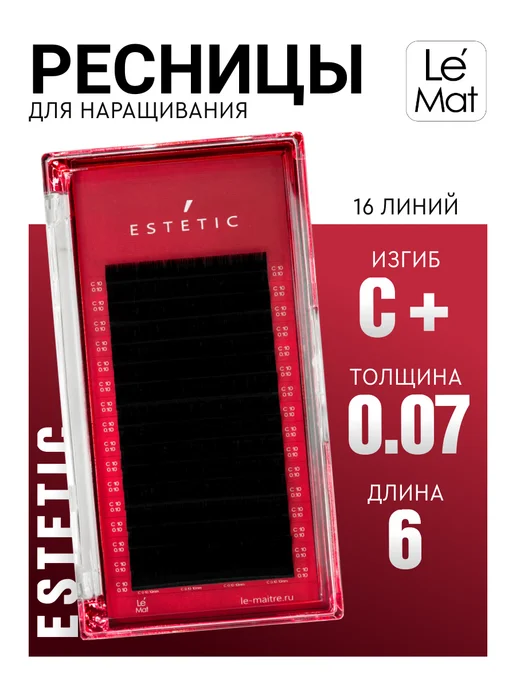 Le Maitre Черные ресницы для наращивания C+ 0.07 6 mm 16 линий, черный