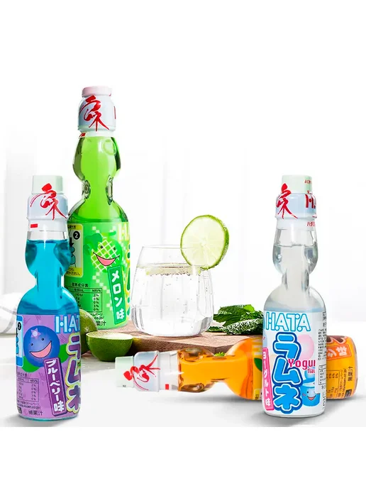 Hata Kosen Японский газированный лимонад Рамунэ вкус арбуз, 200 мл, фото 3