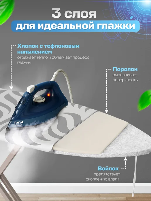 Frazer Чехол для гладильной доски трех зонный тефлон, белый, фото 3