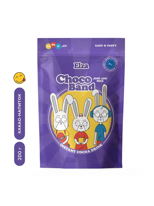 ELZA Choco Band какао с витаминами быстрорастворимый напиток 200г, 200 г