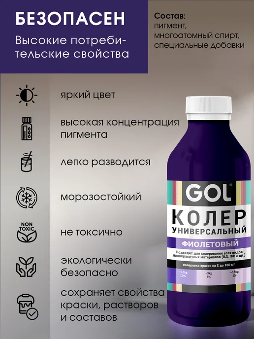GOL Колер универсальный 450мл Фиолетовый, 450 мл, фиолетовый, фото 5