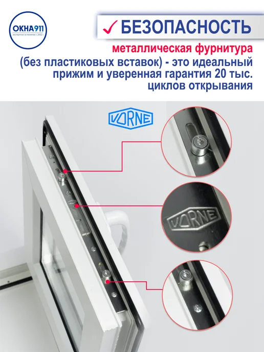 ОКНА911 900х900 мм окно пластиковое КВЕ однокамерное с сеткой, 900x900 мм, фото 3