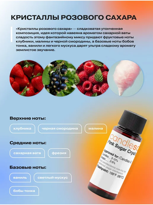 candlescience Отдушка Кристаллы розового сахара sugar 10гр, 10 г, фото 2