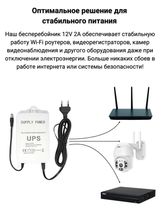 NETGIM Источник Бесперебойного Питания (UPS) 12В-2А для камеры, вариант, фото 2