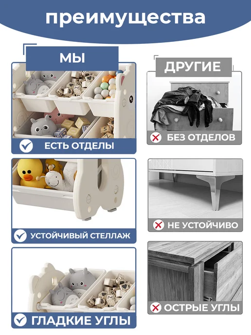 LESTI Стеллаж для игрушек Лама мини 67х36х66 см, 36x66 см, фото 5