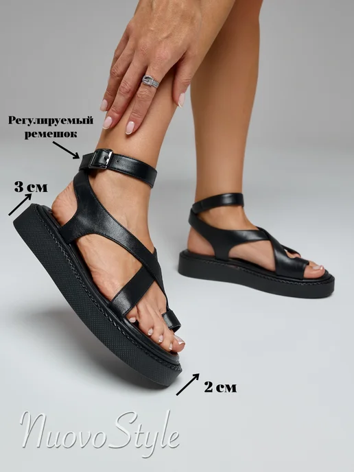 NuovoStile Сандалии летние на платформе, черный, фото 4