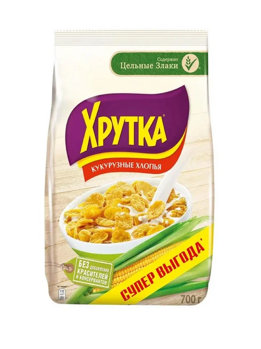 Хрутка Хлопья кукурузные хрустящие с кальцием 700 г, 700 г