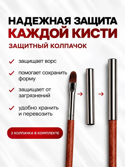 KRASIVO BUDET Набор кистей для маникюра с колпачком, серый, фото 7