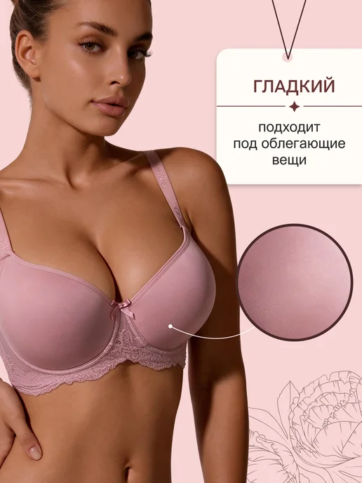 OIRO Бюстгальтер гладкий на косточках Dana, розовый, фото 3