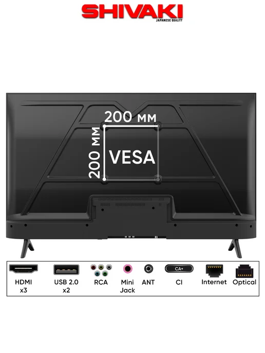 SHIVAKI Телевизор 32" S32NHCH001 HD SMART Android, черный, фото 5