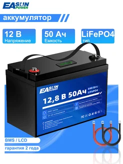 LiFePO4 аккумулятор 50 Aч 12,8 B 640 Втч, BMS, АКБ для ИБП EASUNPOWER 404061149 купить за 13 254 ₽ в интернет‑магазине Wildberries