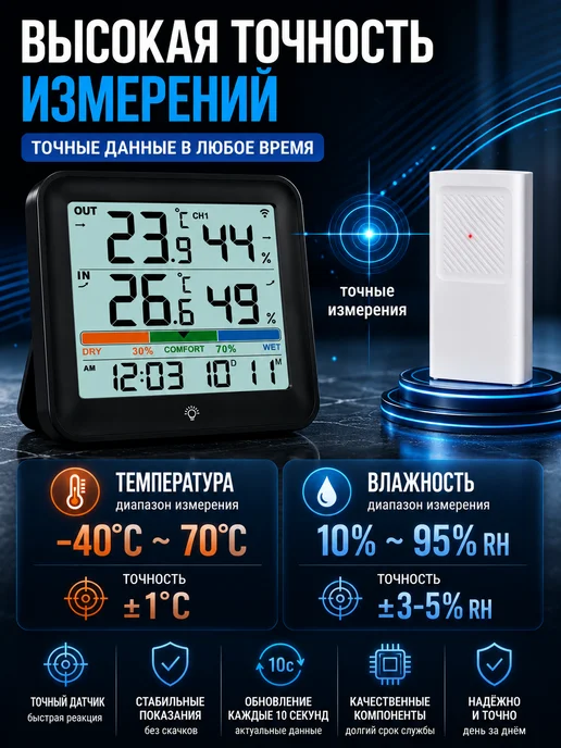 Vocoo Погодные часы Метеостанция с внешними датчиками, вариант, фото 5