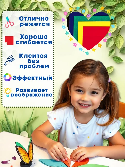 Цветной картон бархатный 5 цветов, 5 цв., фото 3
