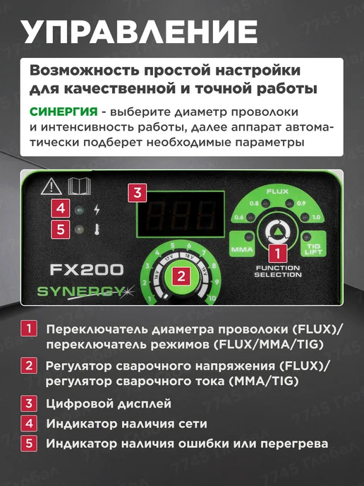 DGM Полуавтомат сварочный без газа инвертор FX200 DG5822-6, черный, фото 5
