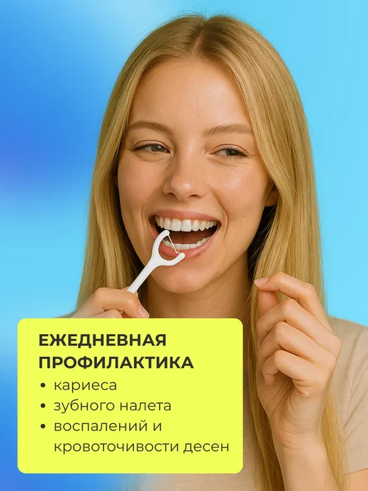 NazzShop Зубные нити на палочке с зубочисткой флосстик для зубов, вариант, фото 4