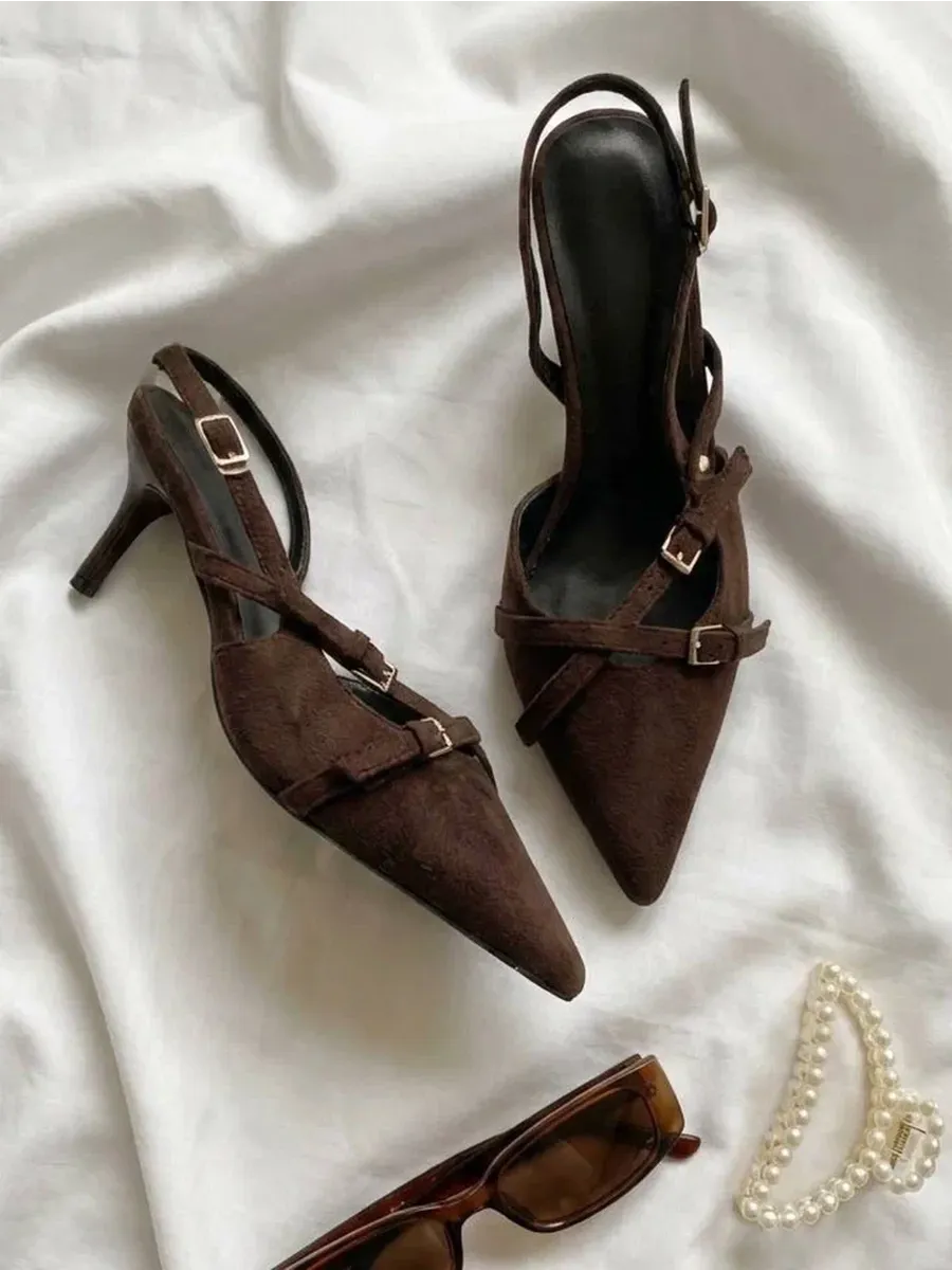 Туфли слингбэки на каблуке