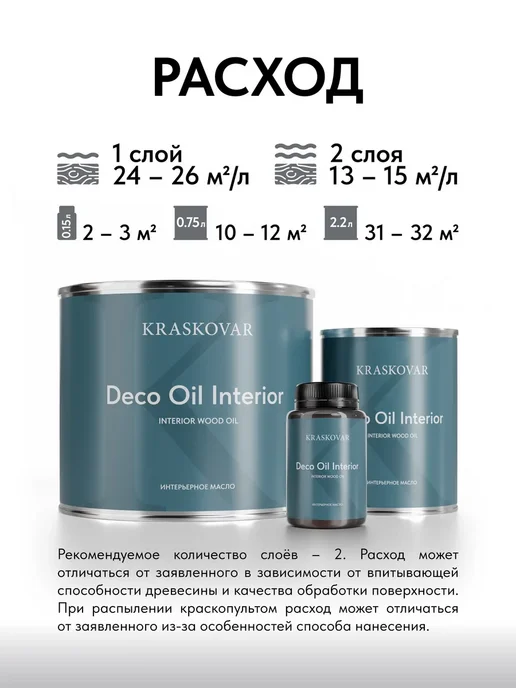 KRASKOVAR Масло для дерева Deco Oil Interior Брауни 0,75л, 750 мл, фото 4