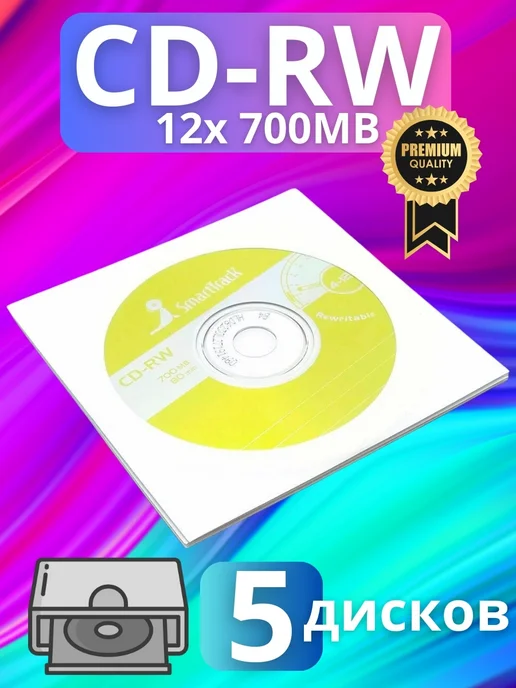 Smart Track Диск CD-RW в конверте (3 шт.), 5 шт
