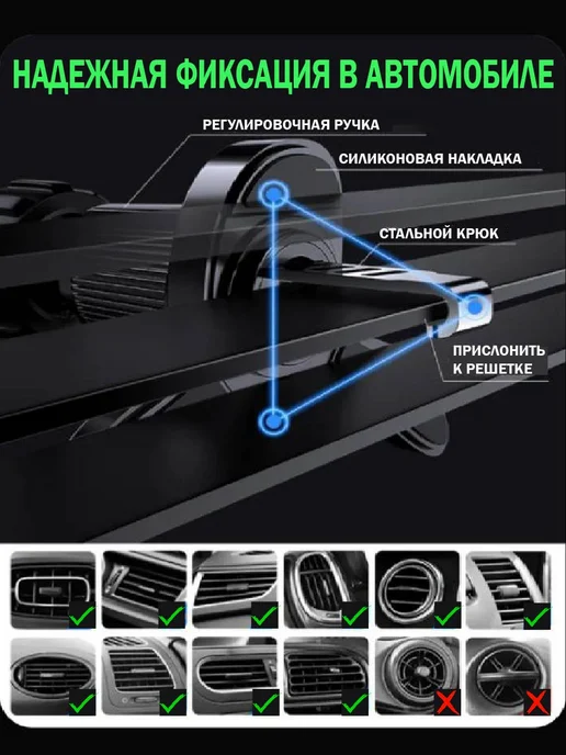 SFP Держатель для телефона в машину с зарядкой, черный, фото 3