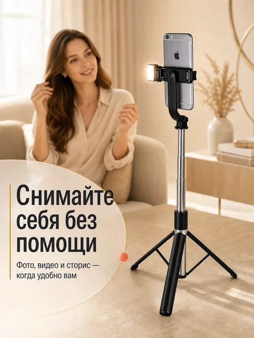 Штатив для телефона монопод высокий, вариант, фото 8