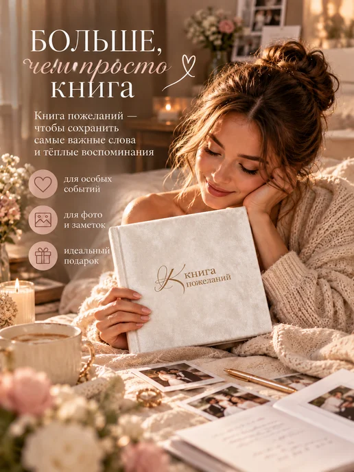 Sokoloff Decor & Interior Книга пожеланий на свадьбу гостевая, белый, фото 2