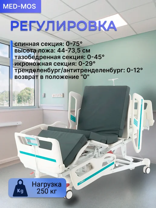 Med-Mos Кровать электрическая реанимационная DB-4 (01) с матрасом, белый, фото 2