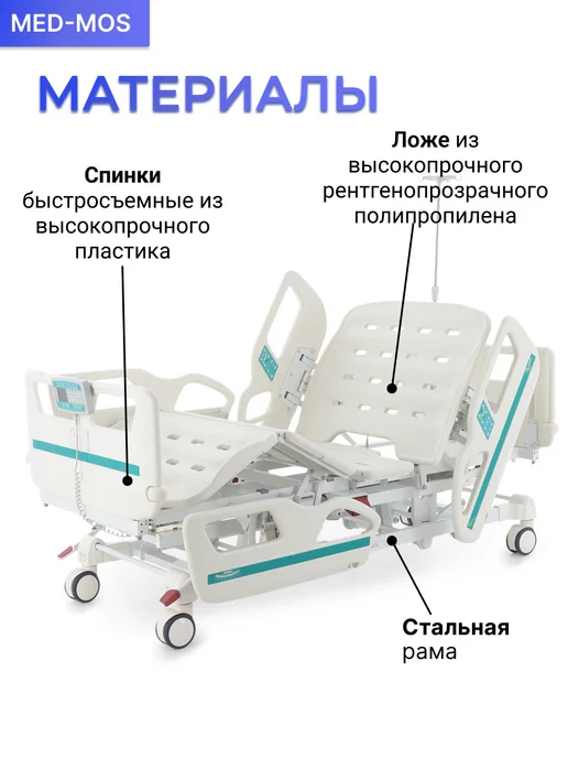 Med-Mos Кровать электрическая реанимационная DB-4 (01) с матрасом, белый, фото 4