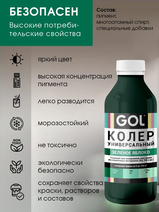 GOL Колер универсальный Зеленое Яблоко 100мл, 450 мл, фото 5