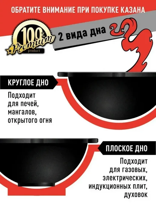 Art at Home Чугунный казан с печкой и крышкой 12 л с круглым дном, 12 л, фото 5
