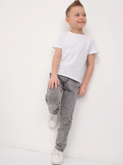 AISHA&DENIM 1 Джинсы бананы на резинке подростковые, серый, фото 8