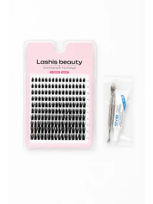 Lashis beauty Накладные ресницы пучки аниме 13 мм, черный, фото 6