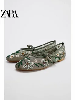 Цветочная вышивка сетка балетки плоские одиночные туфли zara 404530177 купить за 3 104 ₽ в интернет‑магазине Wildberries
