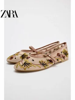 Цветочная вышивка сетка балетки плоские одиночные туфли zara 404530177 купить за 3 104 ₽ в интернет‑магазине Wildberries
