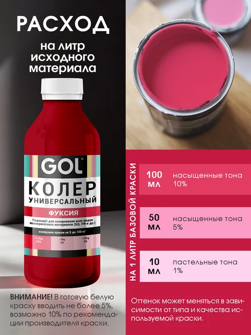 GOL Колер универсальный Фуксия 100мл, 900 мл, фото 3