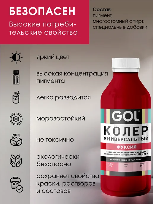 GOL Колер универсальный Фуксия 100мл, 900 мл, фото 5