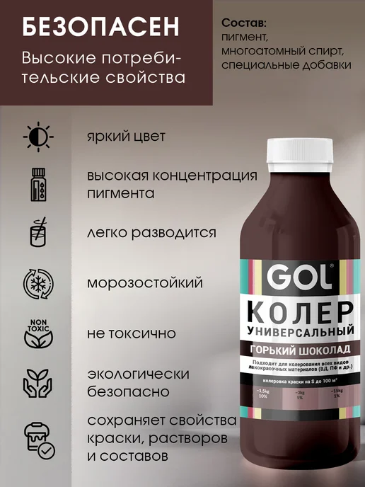 GOL Колер универсальный 900мл Горький Шоколад, 900 мл, фото 5