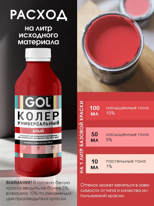 GOL Колер универсальный Алый 100мл, 900 мл, фото 3