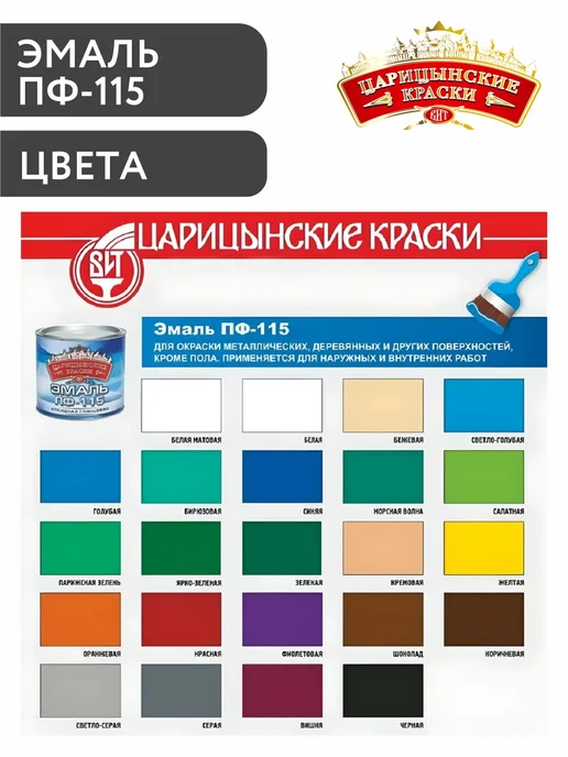 Царицынские краски Эмаль ПФ-115 белая 2,6 кг, 5 кг, фото 3