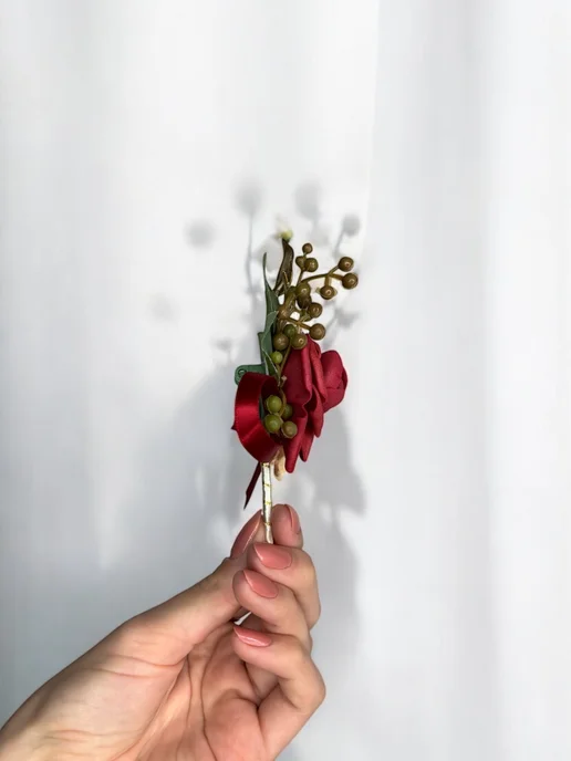 Classy market Бутоньерка на булавке для жениха и друзей розовый пион, мужская булавке для жениха, фото 3