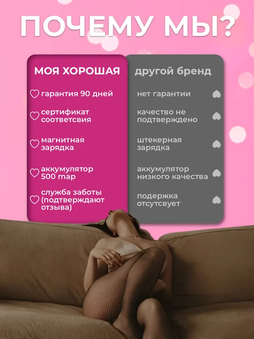 Моя хорошая Вибратор женский с приложением, розовый, фото 5