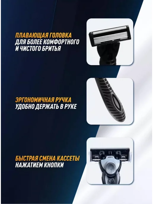 Станок для бритья мужской 6 сменных кассет, черный, фото 3