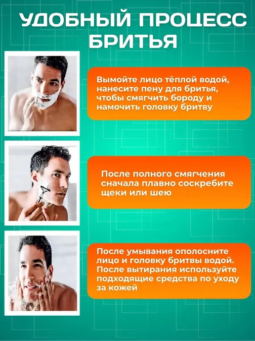 Станок для бритья мужской 6 сменных кассет, черный, фото 5