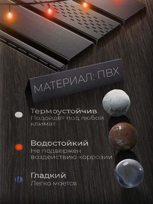 Docke Софит на 12 м карниза графит (перфорация) Комплект j-фаска, 12 м, фото 4