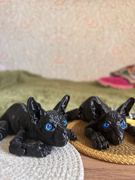 Кот Сфинкс игрушка-антистресс подвижный, черный, фото 2